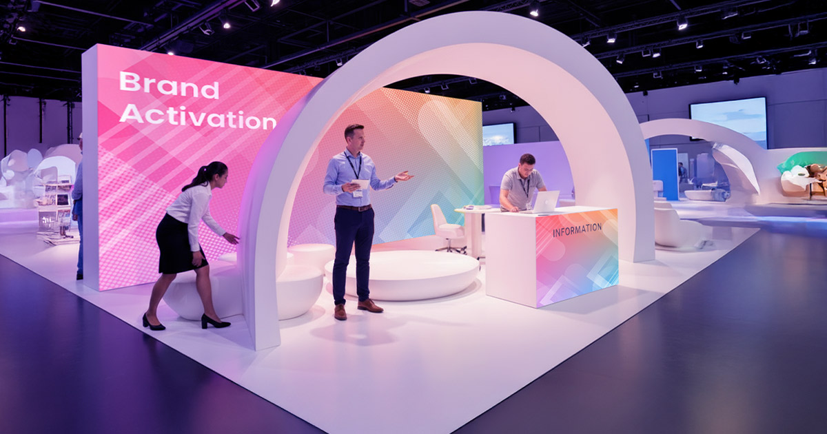 Team of professionals executing a live brand activation event for a brand
