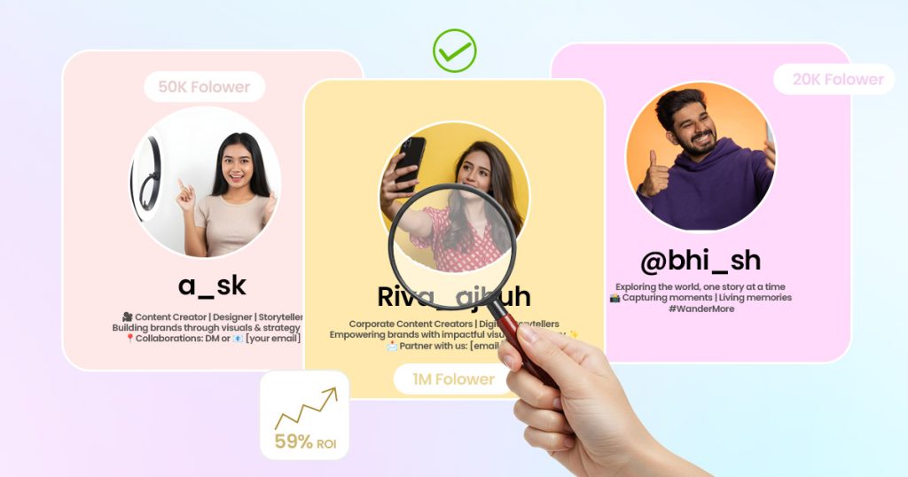 Brand manager reviewing social media content creators to collaborate on business marketing campaigns