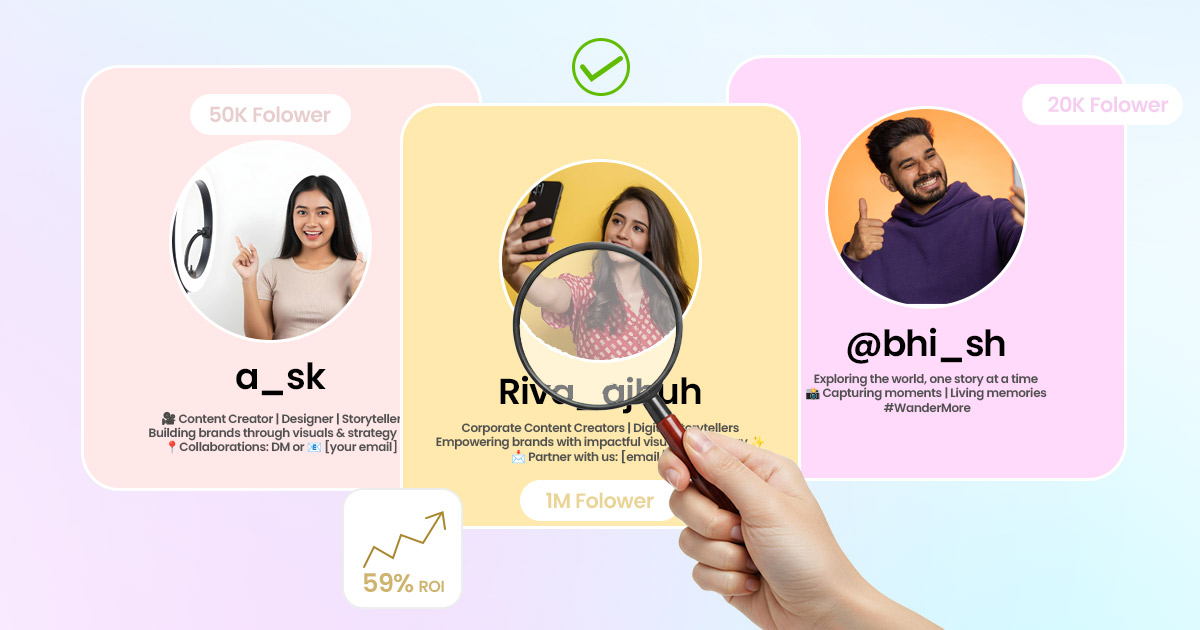 Brand manager reviewing social media content creators to collaborate on business marketing campaigns